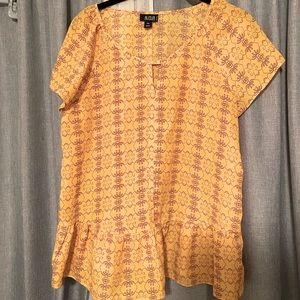 Yellow Flower Peplum Top